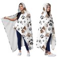 thumbnail image 2 of Wearable Blanket,Bulldog Dog and Footprints Hooded Wearable Sherpa Blanket for Adults & Teens,Winter Poncho Shawl Wrap Cape Thick Warm,50"x60", 2 of 5