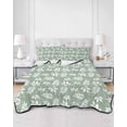 thumbnail image 3 of Quilts Twin XL Size, Sage Green White Leaves Soft Comforter Bedding Set for Bed, Spring Pastoral Rustic Botanical Lightweight Quilted Bedspread with Pillow Cover(2 Pieces) for All Season, 68x98 Inch, 3 of 6