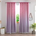 thumbnail image 1 of Cortinas de princesa para recámara, cortinas de estrella, con alzapaños y 3 lazos, 1 panel (rosado y morado), 1 of 4