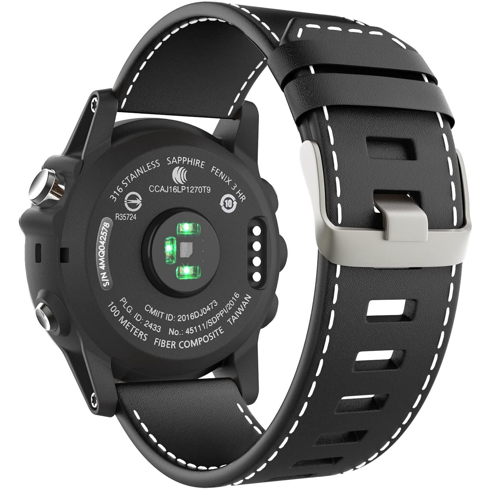 Band Compatible with Garmin Fenix 3, Premium Leather Replacement Strap Fit Garmin Fenix 6X/Fenix 6X 3/enix 3 5X/5X Plus/Descent mk1/D2 Delta PX Smart Watch, Black | Walmart Canada