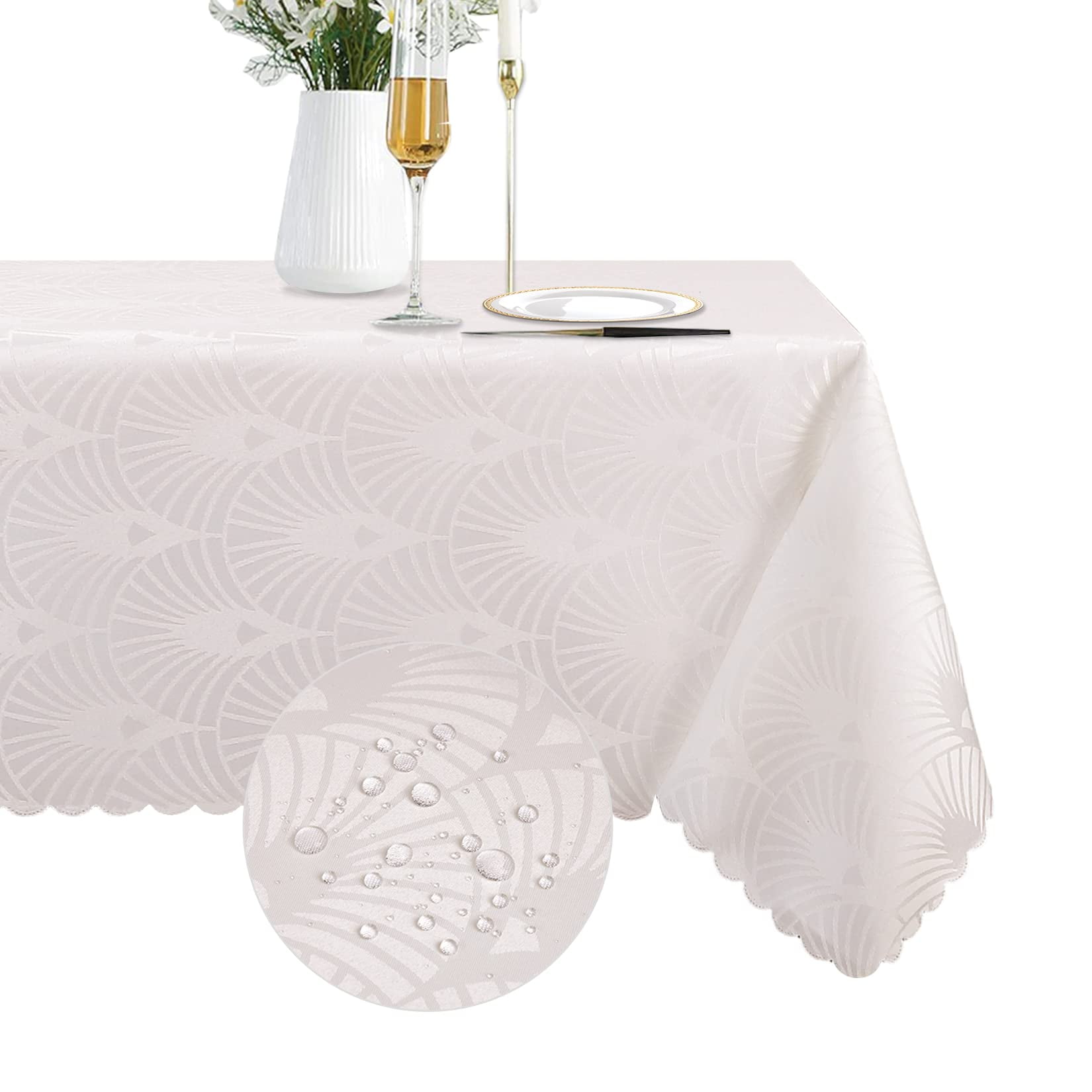 Table Cloth Leaf Pattern Jacquard Stain Proof Waterproof Wrinkle ...