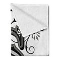 thumbnail image 2 of Letter S Soft Flannel Fleece Throw Blanket, Monochrome Letter from Alphabet S Abstract Design Swirls and Other Shapes, Cozy Plush for Indoor and Outdoor Use, 50" x 70", Black Grey White, by Ambesonne, 2 of 5