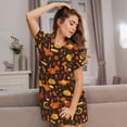 thumbnail image 6 of Salouo Thanksgiving Turkey Print Short Sleeve Sleepshirt for Womens Comfy Nightgown Scoopneck Cute Nightdress Ruffle -3X-Large, 6 of 7