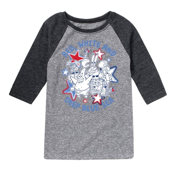 SpongeBob SquarePants - Red, White and Deep Blue Sea - Toddler And Youth Raglan Graphic T-Shirt