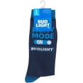thumbnail image 2 of Bud Light Party Mode ON - Beer Novelty Fun Crew Socks Gift for Men - One Size Fits All, Party mode (Blue), 2 of 2