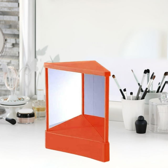 Espejo que no se revierte, imagen estable y verdadera del espejo de maquillaje, espejo cosmético para corrección facial, sala de estar, tocador, mesa naranja