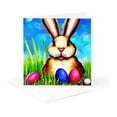 thumbnail image 5 of 3drose, Funny Easter Bunny, Green Grass, Blue Sky, Painted Eggs Gift for You, 12 Greeting Cards with Envelopes, 5 of 7