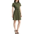 thumbnail image 3 of INSPIRE CHIC Women's Fit and Flare Collar Pocket Elastic Waist Mini Dress S Gray Green, 3 of 9