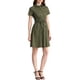 thumbnail image 2 of INSPIRE CHIC Vestido Mini de Mujer con Ajuste y Falda Acampanada, Bolsillo en el Cuello, Cintura Elástica, Color Gris Verde, 2 of 8