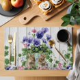 thumbnail image 2 of Spring Easter Placemats Set of 6, Purple Floral Summer Botanical Vintage Placemats for Dining Table, Place Mats for Kitchen Tabletop, Waterproof Wipeable Dining Table Mats Set, 2 of 9