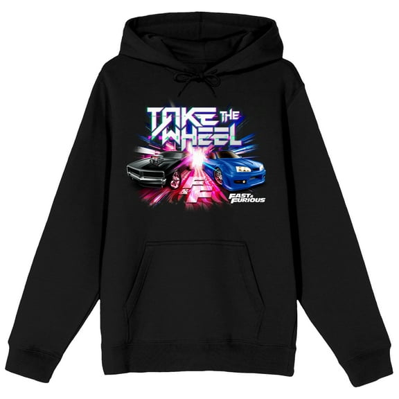 Fast & Furious Franchise Take The Wheel Adult Black Hoodie-Medium
