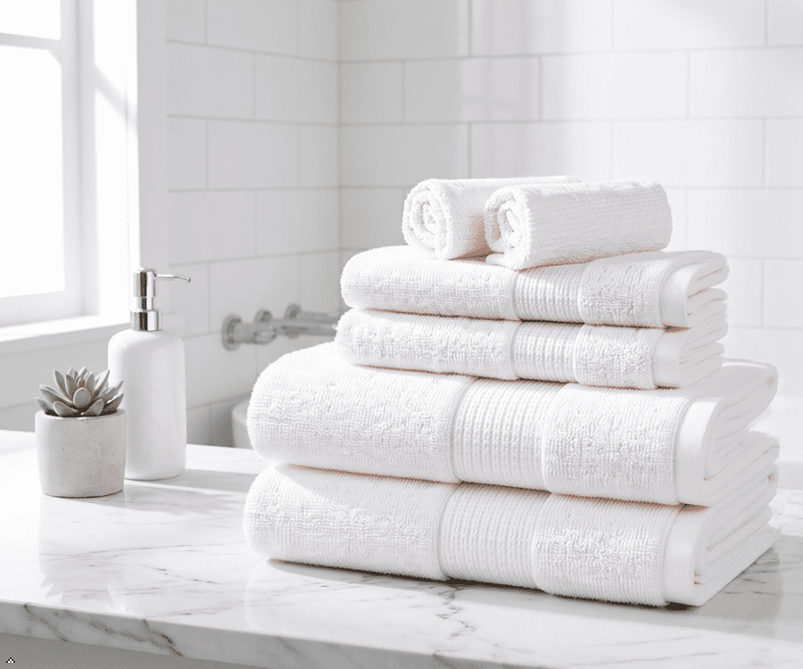 Aertex Solid 100% Cotton 520 GSM 6 Piece Bath Towel Set, Soft & Absorbent, Quick Dry, 2 Bath 27x54, 2 Hand 16x28, 2 Wash 13x13, Egg Shell, OEKO-TEX® Certified