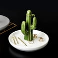 thumbnail image 4 of Set of 2 Aloe and Cactus Ring Holder Dish, Ceramic Plant Jewelry Dish Bracelet Earrings Necklace Organizer Tray, Decorative Succulent Trinket Dish for Wedding, Birthday Gifts, Home Decor, 4 of 6