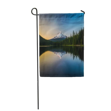 SIDONKU Mount Hood Reflecting in Trillium Lake at Sunset National Garden Flag Decorative Flag House Banner 28x40 inch