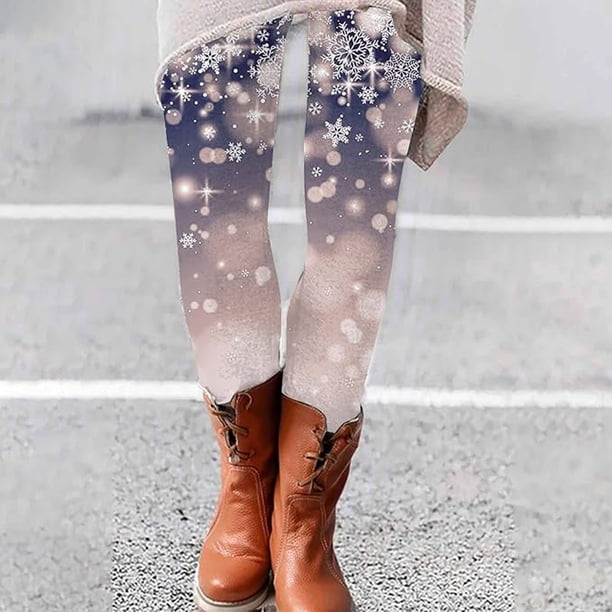 WILLBEST Leggings de Cintura Alta para Mujer, para Entrenamiento, Yoga, Suaves, Elásticos, con Estampado Navideño, Bloques de Color, Cómodos, para Fitness Y Running 2730 Chica