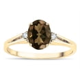 thumbnail image 2 of Star K � Oval 8x6 Genuine Smoky Quartz Split Shank Three Stone Engagement Promise Ring, 2 of 9
