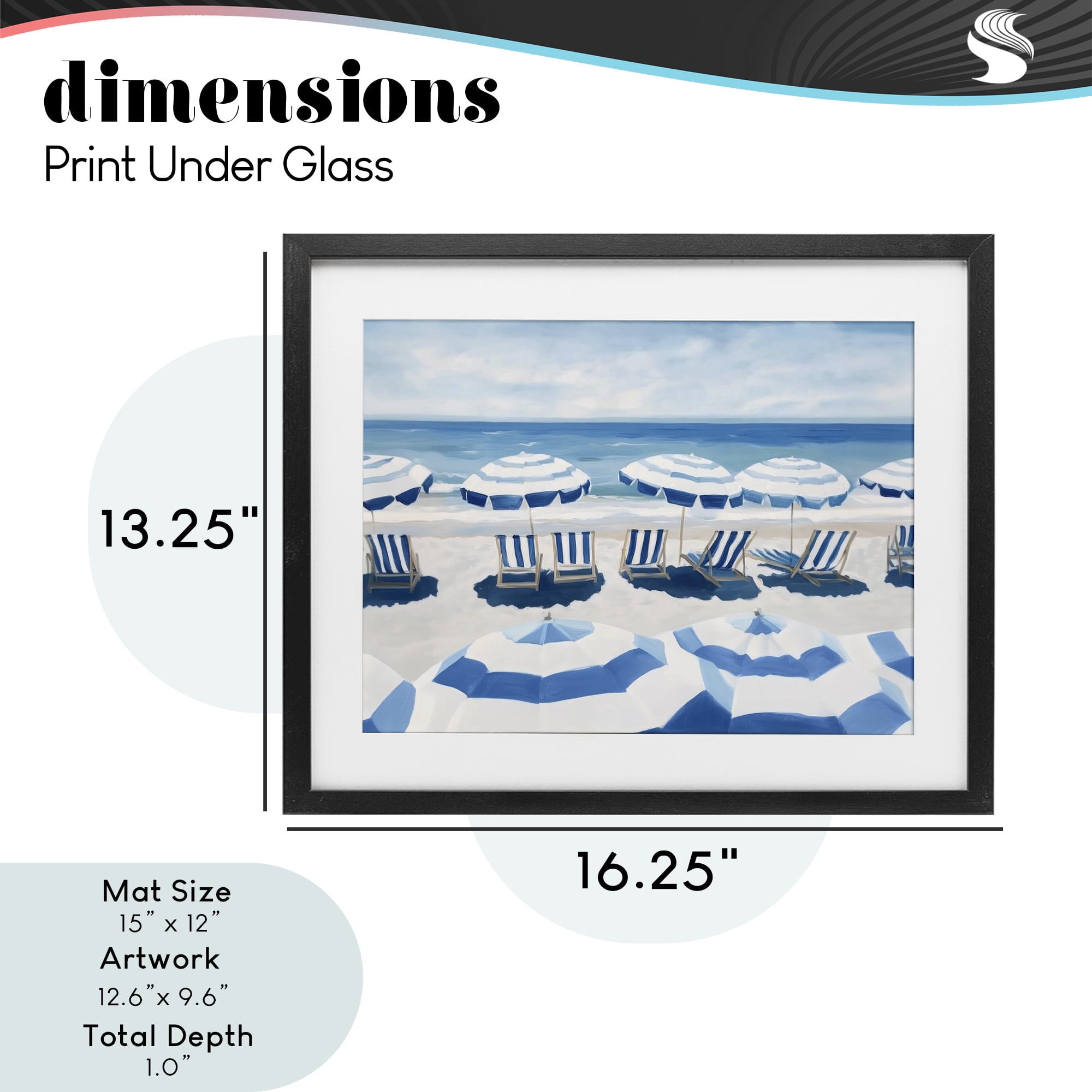 Stupell Industries Beach Nice Blue Striped Umbrellas Black Framed Print Under Glass, design by Sisi and Seb