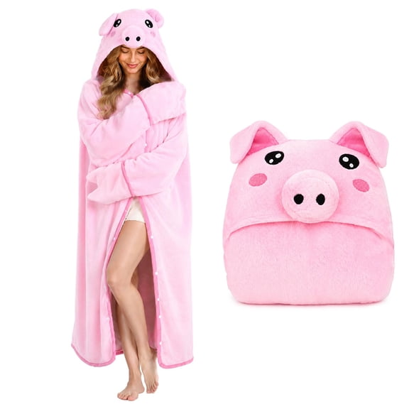 SKYKENKP Wearable Blanket Hoodie for Adult, Pink Blanket Super Warm and Cozy Hoodie Blanket Birthday Christmas Gifts
