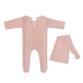 thumbnail image 2 of harmtty 1 Set Baby Photography Romper Great Flexibility Jacquard Pattern Infants Jumpsuit Adorable Newborn Photography Props Crochet Outfit,Pink, 2 of 8