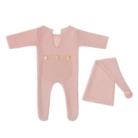 

iaksohdu 1 Set Baby Photography Romper Great Flexibility Jacquard Pattern Infants Jumpsuit Adorable Newborn Photography Props Crochet Outfit