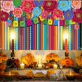 thumbnail image 4 of Mexican Party Decorations Mexican Theme Backdrop Fiesta Photo Backdrop Cinco De Mayo Carnival Colorful Flags Striped Floral Banner Table Decor Background Photo Booth Props Supplies, 5.9x3.6 ft, 4 of 6