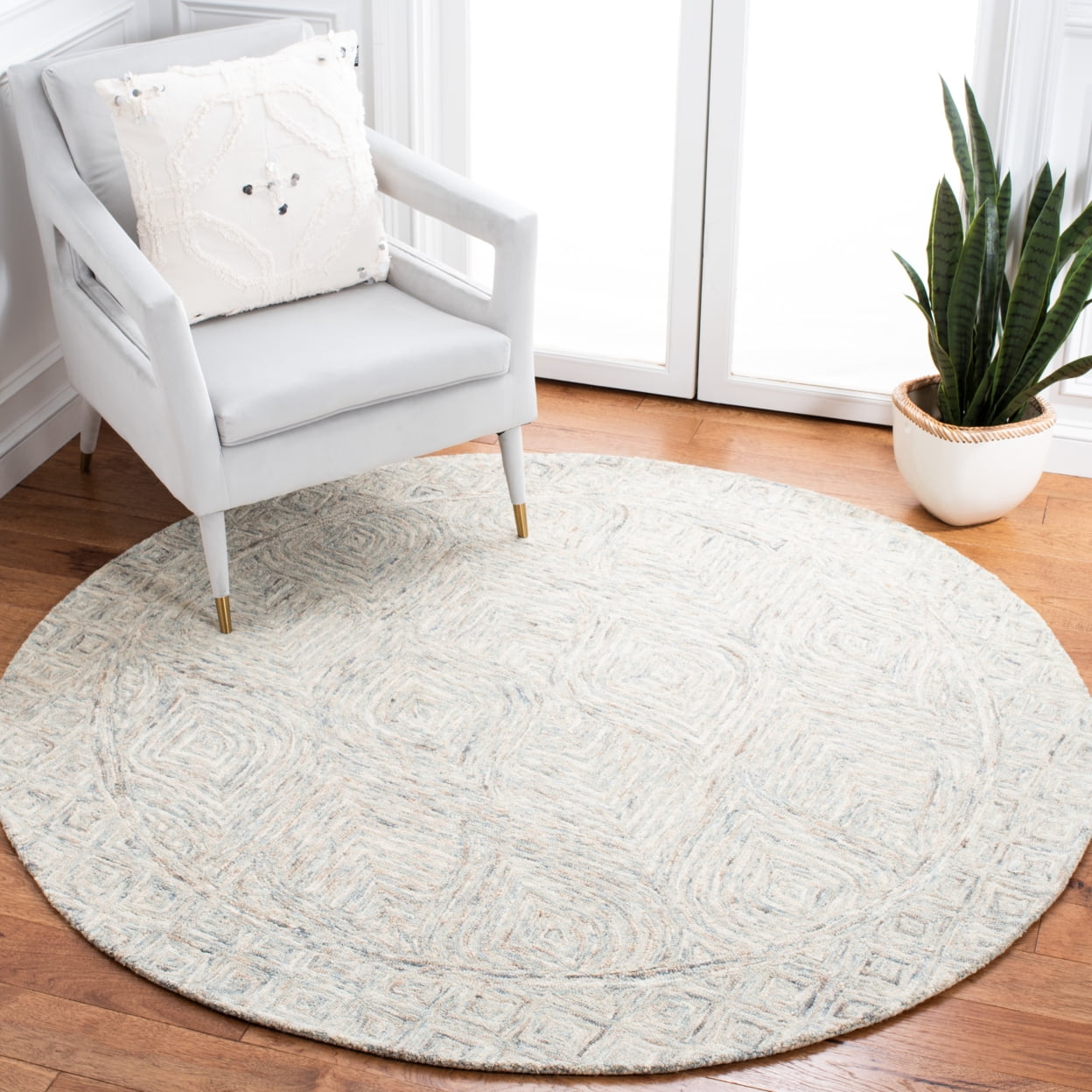 SAFAVIEH Ikat Hartley Geometric Wool Area Rug, Beige/Grey, 8' x 10'