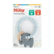 Nuby Silicone Animal Beaded Teething Ring for Infants, Elephant Design Baby Teether