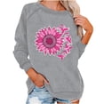 thumbnail image 2 of Craaazy Shirts For Women Comfortable Crew Neck Breast Cancer Awareness Print Sweatshirt Long Sleeve Loose Shirts Casual Waffle T-shirt Blouse Gifts, 2 of 6