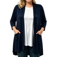 thumbnail image 2 of VBVC Women's Lightweight Open Front Cardigan, Long Sleeve Soft Stretchy Coat For Women, Ladies' Loose Fit Drape Duster With Pockets, Navy , S-2XL, 2 of 5