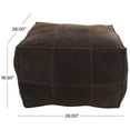 thumbnail image 3 of DecMode Patchwork Low Profile Square Dark Brown Leather Pouf with Patchwork Design, 3 of 15