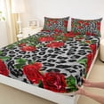 thumbnail image 3 of Homewish Cheetah Print Twin Sheet Sets 3pcs for Female Men Adults,Animal Leopard Print Twin Fitted Sheet Microfiber,Red Floral Rose Breathable Flat Sheet,Lightweight Room Decor, 3 of 7