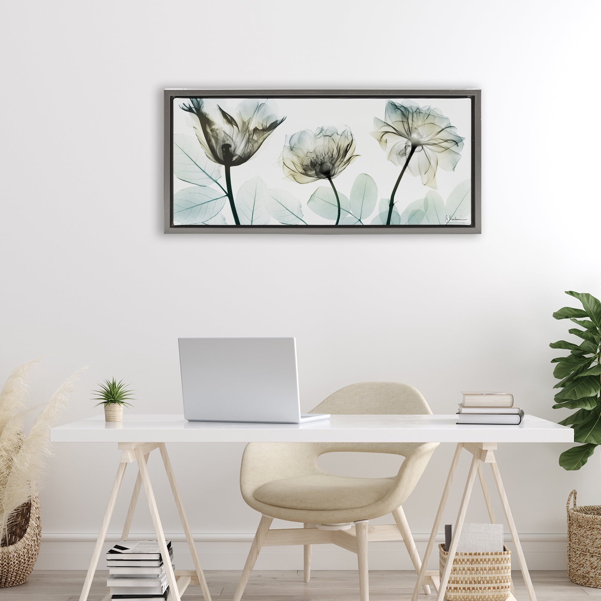 Stupell Industries Jewel of Passion Flowers Gray Framed Floater Canvas Wall Art, design by Albert Koetsier