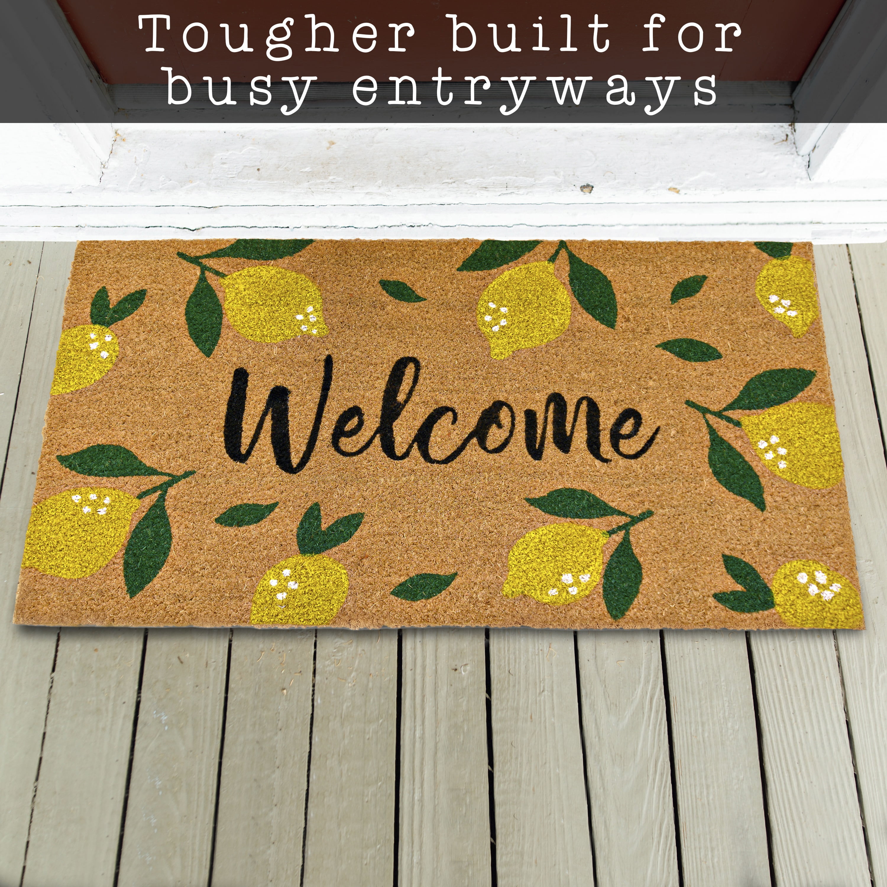 MAINEVENT Lemon Spring Doormat 30x17 Inch, Outdoor Welcome Mat for Outside