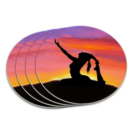 

Yoga Silhouette Against Sunrise Coaster Set