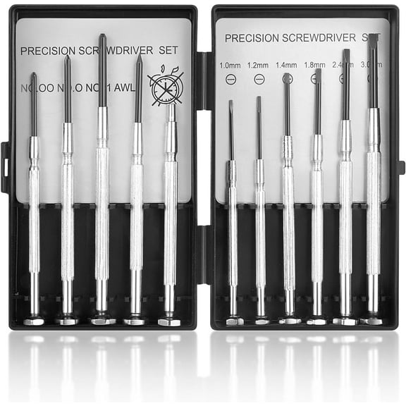 Rongsi 11 Pcs Small Precision Screwdriver Set, Tiny Screwdriver Set, Mini Screw Driver Kit with Slotted and Phillips Heads, Ideal for Watch, Eyeglasses, Electronics, Computer Repair
