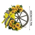 thumbnail image 3 of Sunflower Bow Garland Decoration Simulation Flower Wood Wheel Disc Door Hanging Decorative Wall Decoration, 3 of 9