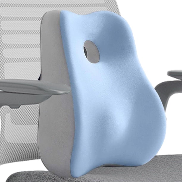 Cojín de espuma viscoelástica para la espalda, cojín para silla con respaldo bajo, mejora la postura al sentarse en el sofá, el coche, la conducción y Azul