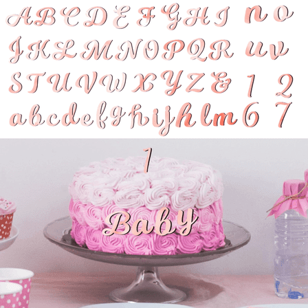 Rose Gold Acrylic Cake Topper Set, 64-Piece Glitter Letters & Numbers for Personalized Cake Decorating