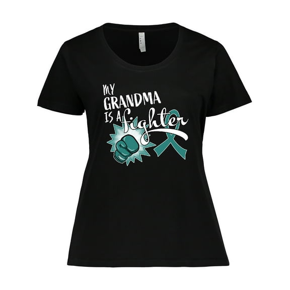 Inktastic Ovarian Cancer Awareness My Grandma is a Fighter Women's Plus Size T-Shirt