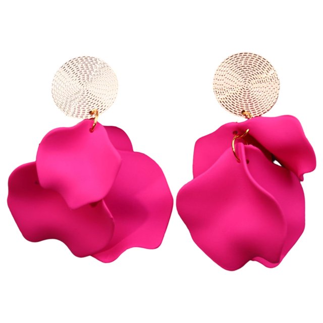 Pendientes de borlas de pétalos de rosa Laklulu Pendientes de flores de acrílico bohemios Pendientes de flores de resina de gran tamaño