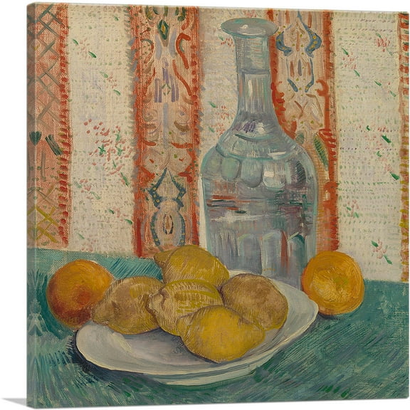 ARTCANVAS Carafe and Dish with Citrus Fruit in Paris 1887 Canvas Art Print by Vincent Van Gogh - Size: 18" x 18" (0.75" Deep)