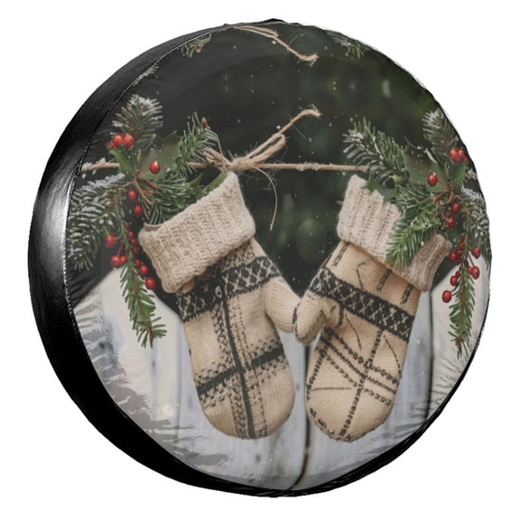 KAKALAD Winter Christmas Mittens Pattern 02 Spare Tire Cover Universal Vehicle Accessories Buckle Car Tools 14”in
