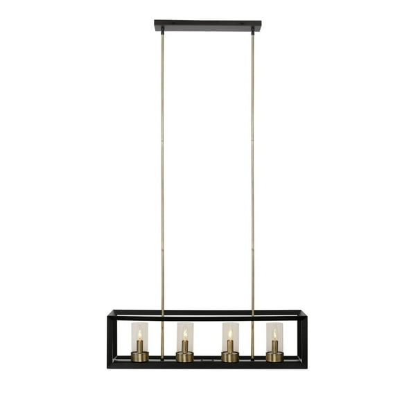 Globe Electric Verona 4-Light Metal Chandelier, Dark Bronze Finish, Antique Brass Accents, Clear Glass Shades, 65951