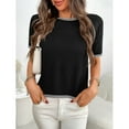 thumbnail image 3 of jinghuiyue Womens Short Sleeve Sweaters Tops Knit Crewneck Lightweight Summer Cropped T Shirts Casual Color Block Tees S, 3 of 6