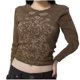 thumbnail image 1 of Jersey de cuello redondo con estampado informal gótico para mujer, blusa ajustada de manga larga, camisetas Pompotops gfhjh19997, 1 of 5
