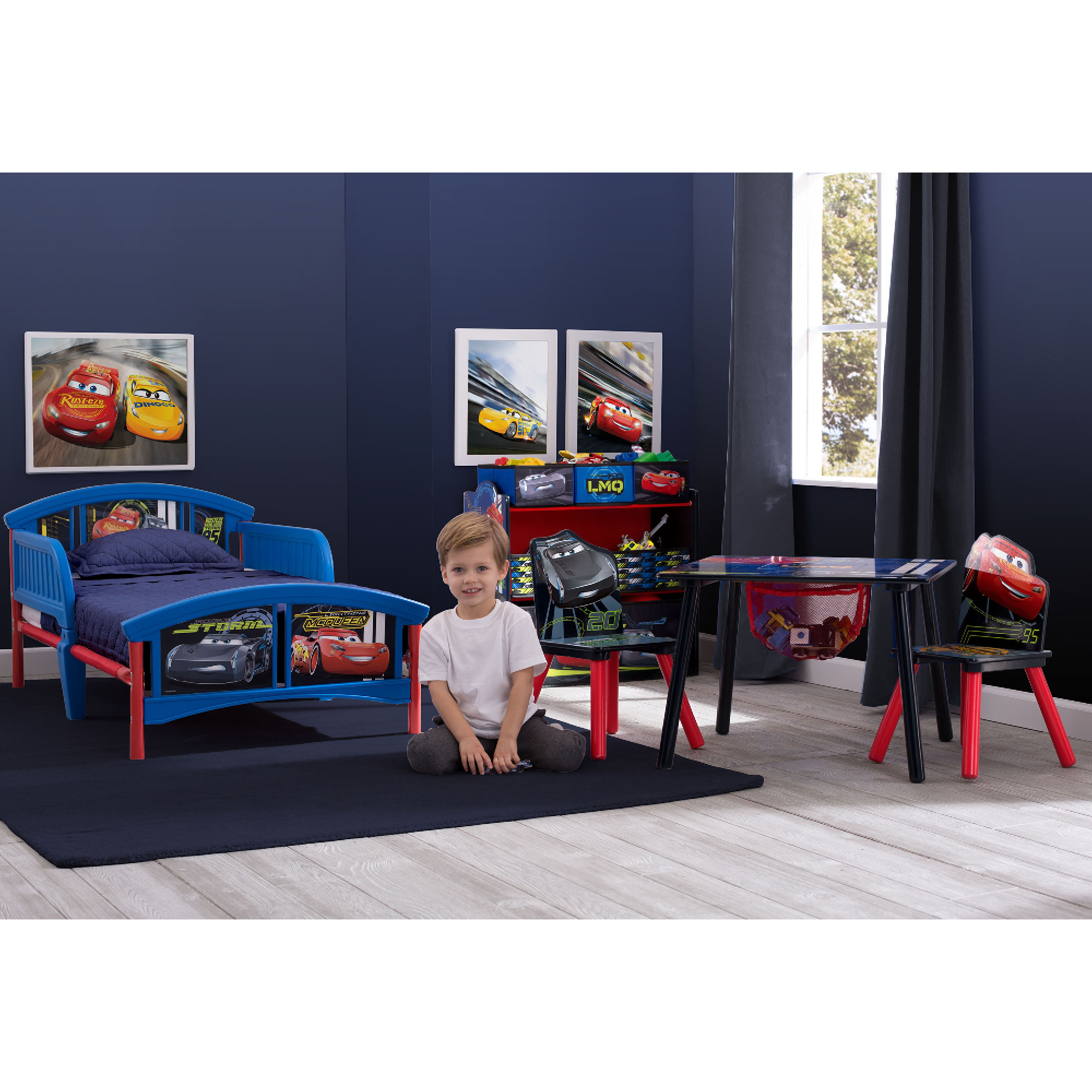 Disney Pixar Cars 6 Bin Design and Store Toy Organizer by Delta Children - Durable Engineered Wood, Solid Wood and Fabric Construction, Black/Multi Color - image 4 of 12