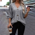 thumbnail image 5 of WFJCJPAF Clearance! Cardigan Sweaters for Women Clearance $5.00,Fashion Women Winter Solid Color Button Casual Long Sleeve Long Sweater Coat Cardigan Blouse Tops - Gray L, 5 of 8