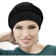 thumbnail image 1 of Masumi Asha Chemo Headwear para Mujer con Pérdida de Cabello Turbante de Algodón Pañuelo para la Cabeza Envolvente para Mujer (Negro), 1 of 4
