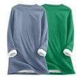thumbnail image 3 of miqiqism 2 Pcs 2024 Women Casaul Top Shirt Thick Fleece Sweatshirt Juniors Winter Warm O-Neck Underwear Tops Thermal Soft Long Sleeves Tops with Pockets,Green,X-Large, 3 of 3