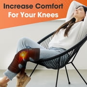 Knee Massager with Heat & Vibration, Large Heating Pad for Thigh & Knee & Calf Discomfort Relief, Knee Heated Brace Leg Massager 3X Coverage,5 Vibration Modes 3 Heat Levels,AC Adapter Heating Faster